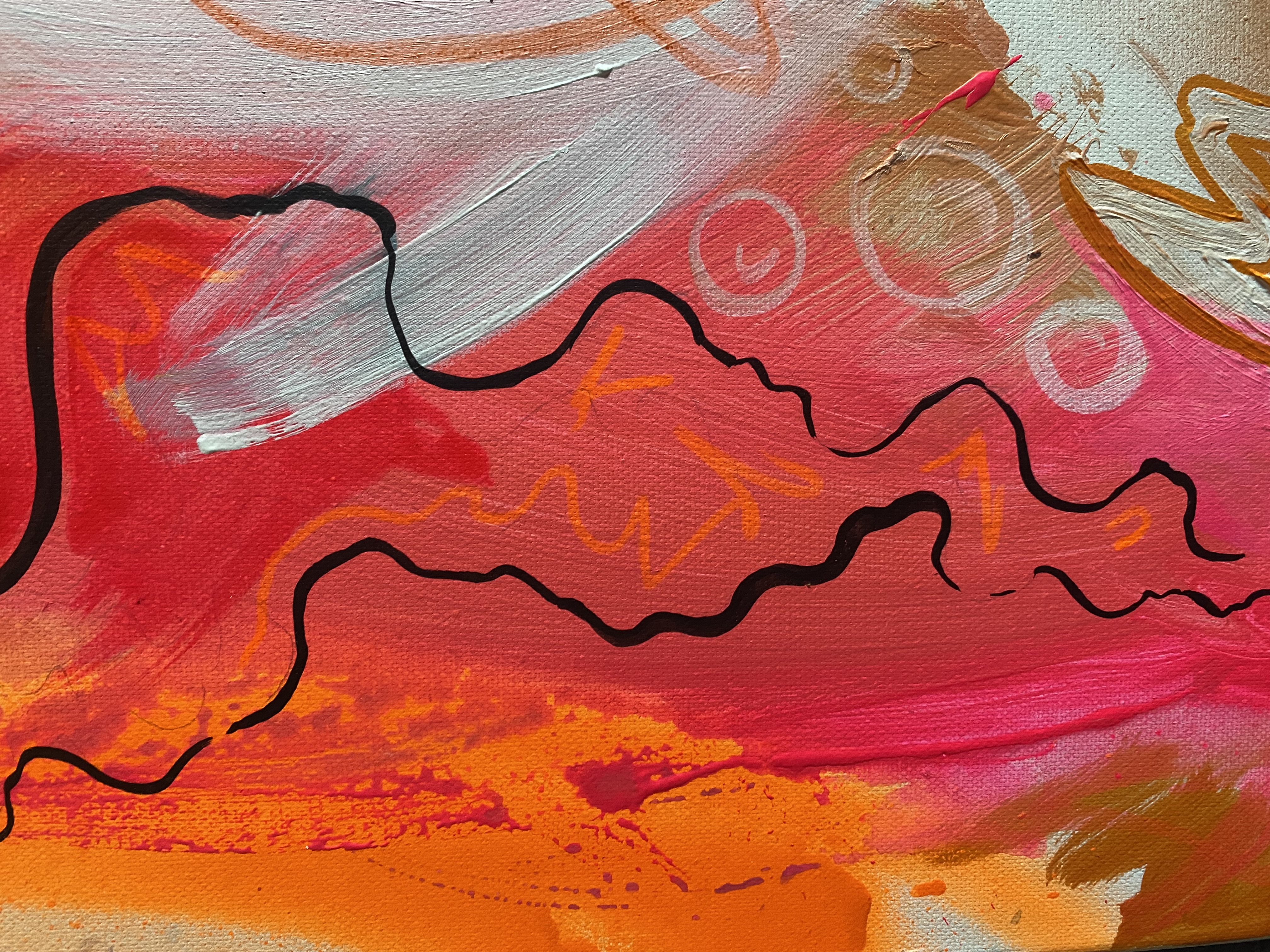 Abstract faces in red and orange