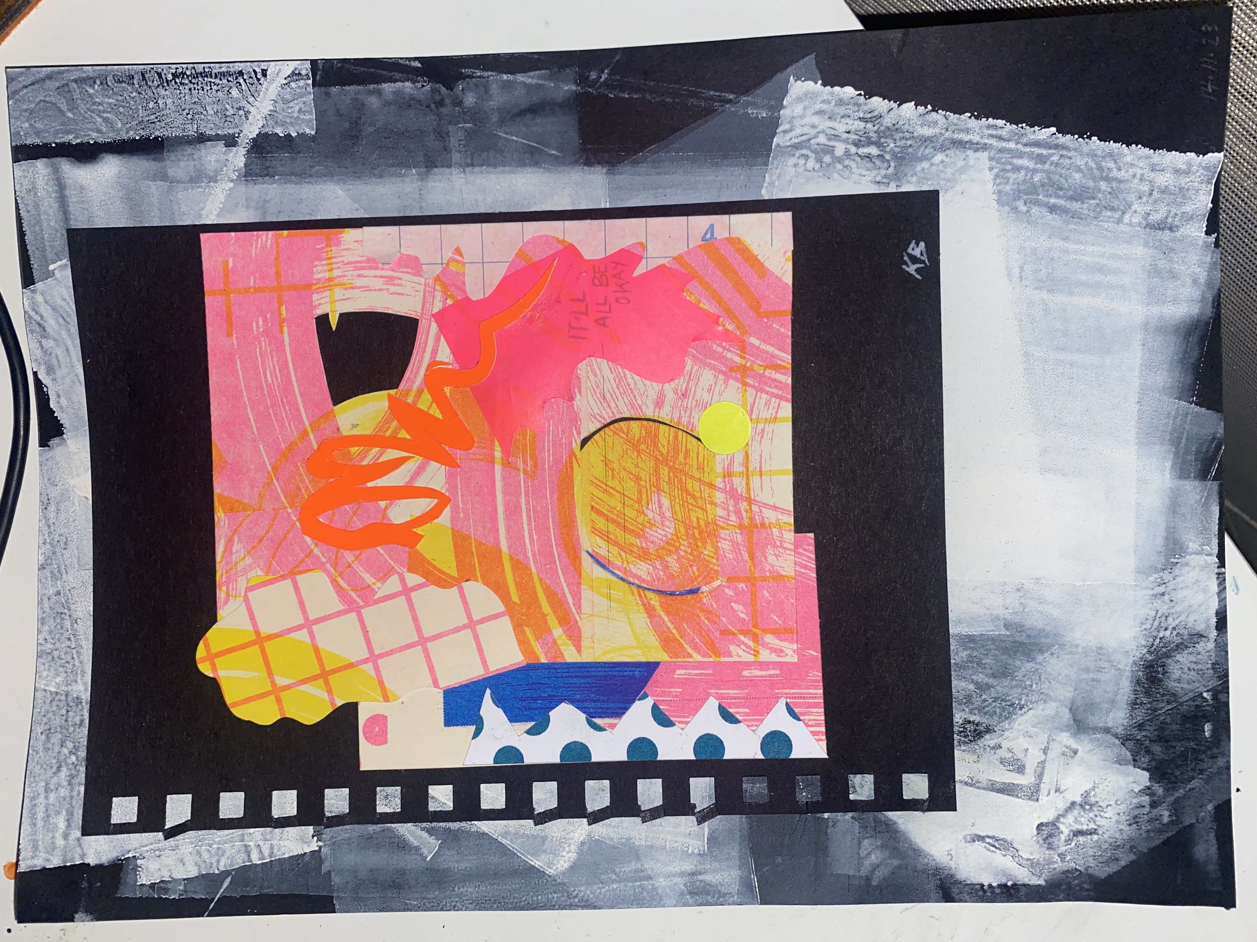 Pink collage with film strips